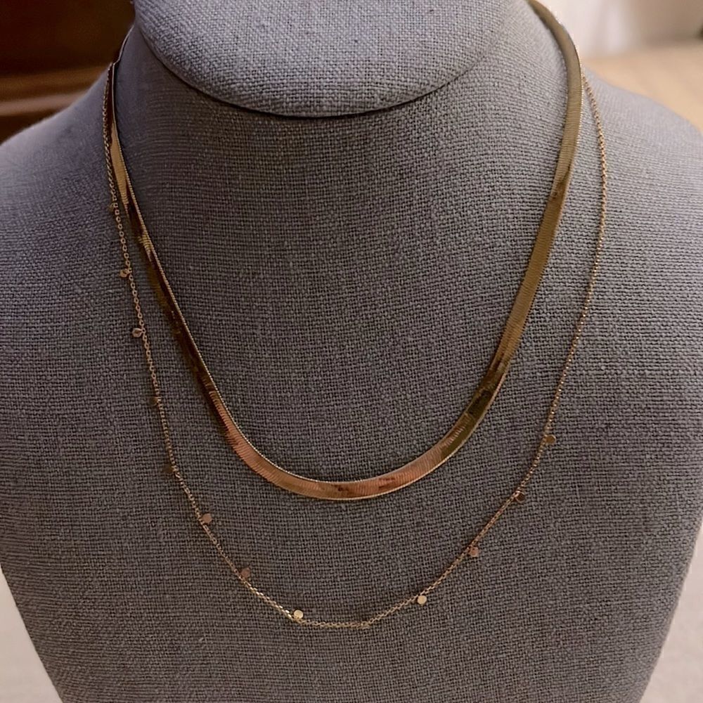 Double Layer Gold Chain With Second Chain W Littl… - image 4